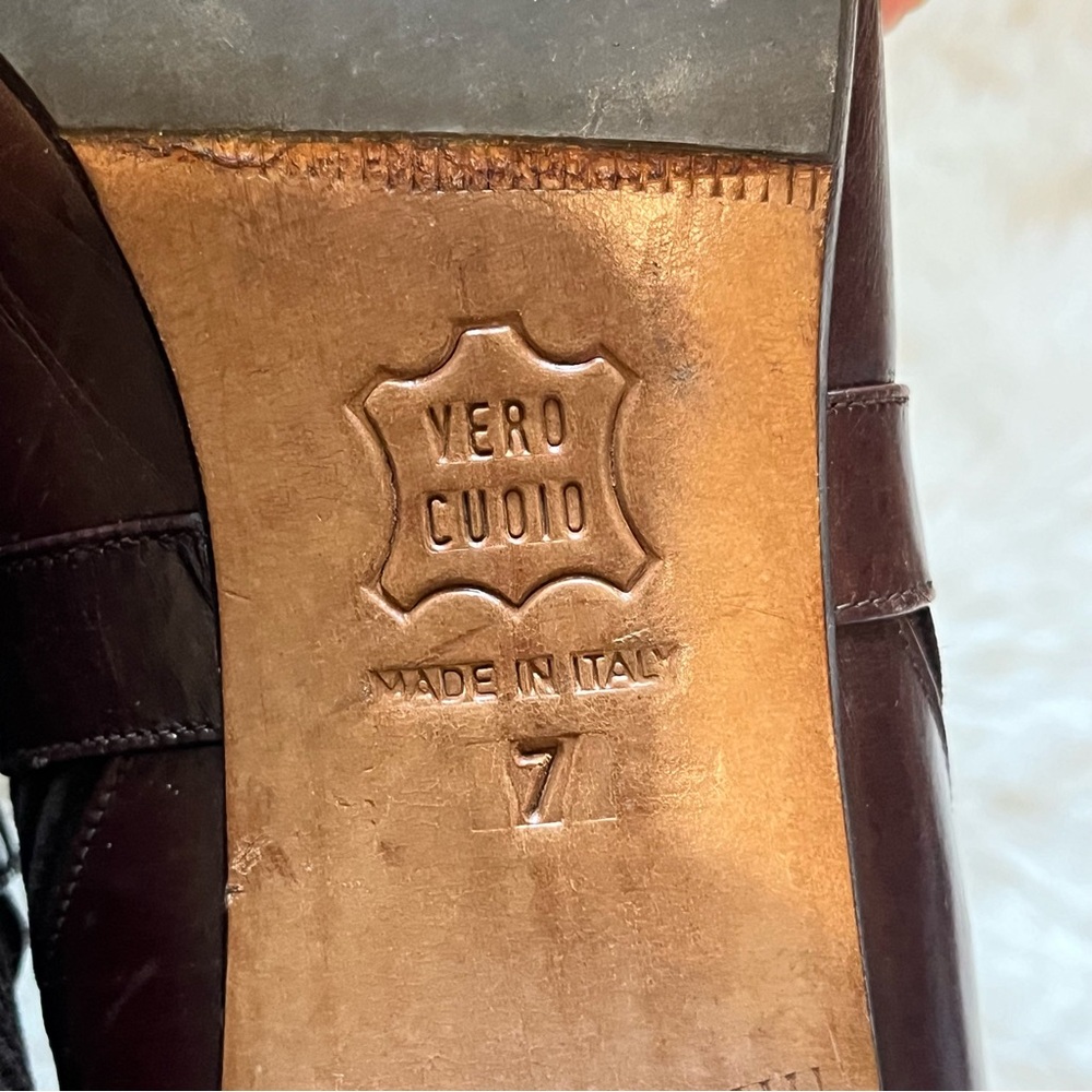 Salvatore Ferragamo Brown Ankle Boots with Gold Buckle - Picture 9 of 11